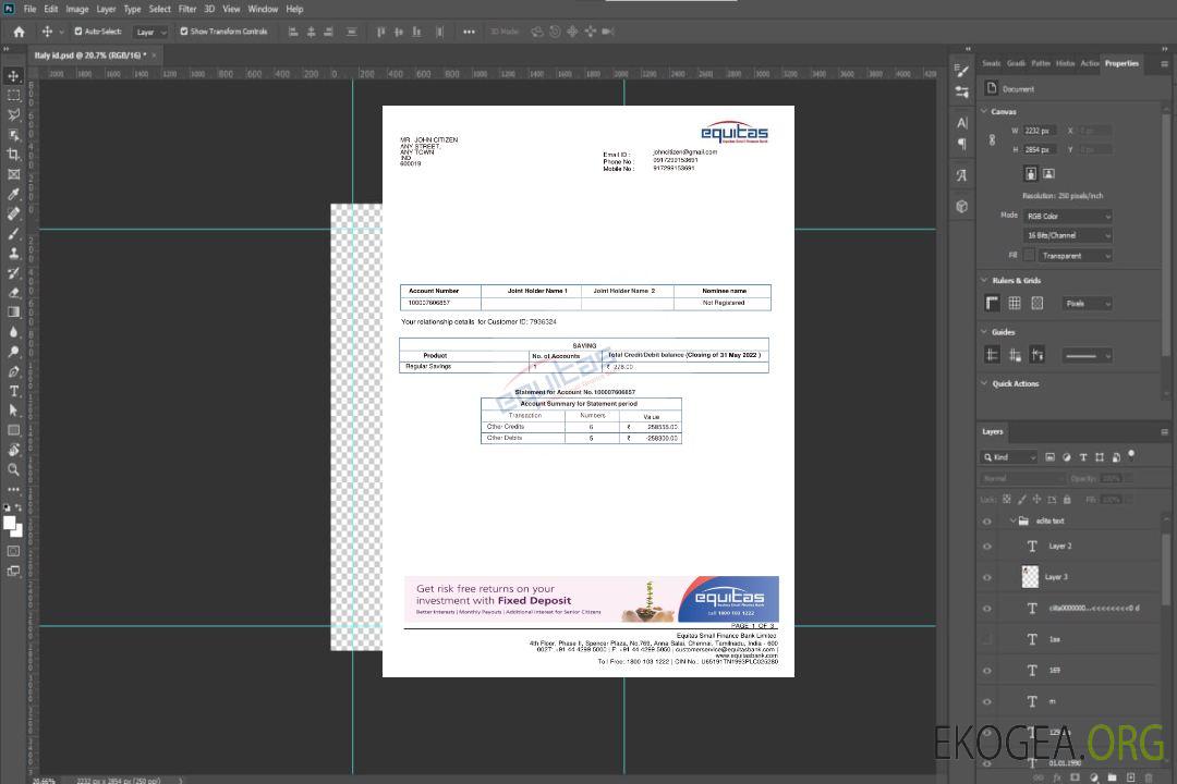 Modèle de relevé bancaire INDIA EQUITAS, format Word et PDF template Modèle de relevé bancaire INDIA EQUITAS, format Word et PDF template